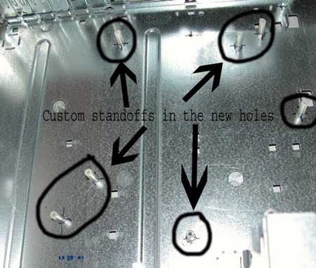Standoffs installed in standard ATX PC case