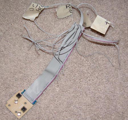 labelled cables for connecting a PC case to the apple logic board